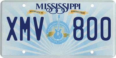 MS license plate XMV800