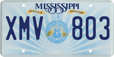 MS license plate XMV803