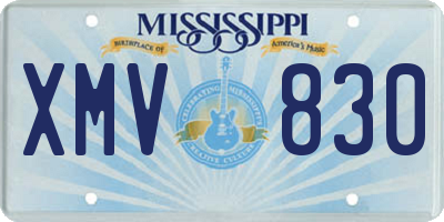 MS license plate XMV830