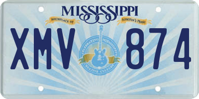 MS license plate XMV874