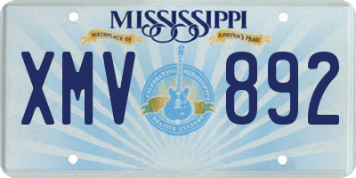 MS license plate XMV892