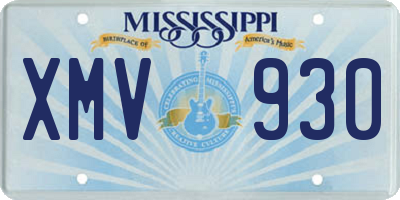 MS license plate XMV930