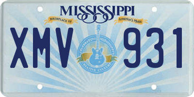 MS license plate XMV931