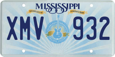 MS license plate XMV932