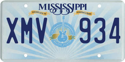 MS license plate XMV934