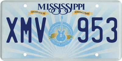 MS license plate XMV953
