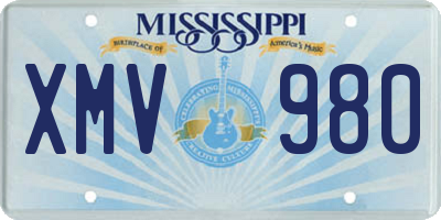 MS license plate XMV980