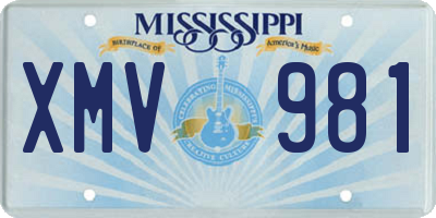MS license plate XMV981