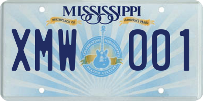 MS license plate XMW001