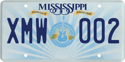 MS license plate XMW002