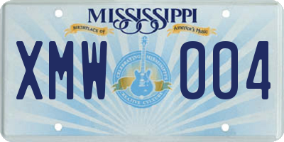 MS license plate XMW004