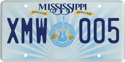 MS license plate XMW005