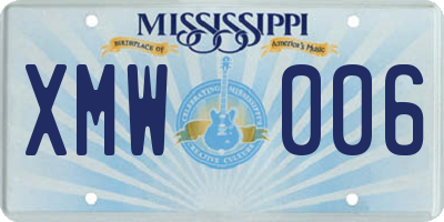 MS license plate XMW006