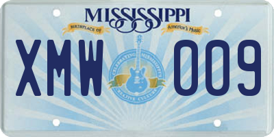 MS license plate XMW009