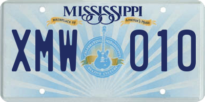 MS license plate XMW010