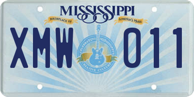 MS license plate XMW011
