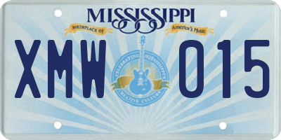 MS license plate XMW015