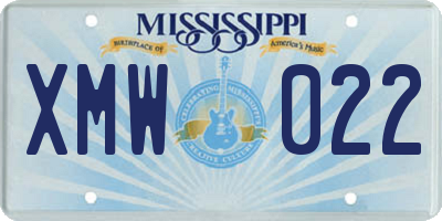 MS license plate XMW022