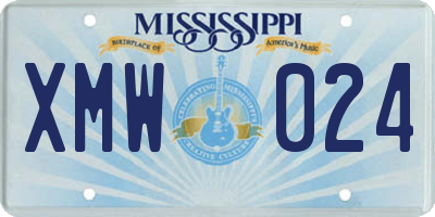 MS license plate XMW024