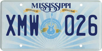 MS license plate XMW026