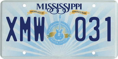 MS license plate XMW031