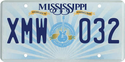 MS license plate XMW032