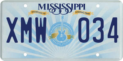 MS license plate XMW034