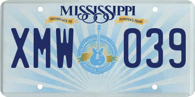 MS license plate XMW039