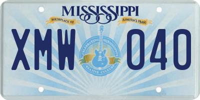 MS license plate XMW040