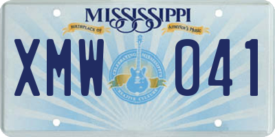 MS license plate XMW041