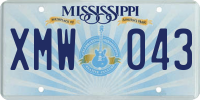 MS license plate XMW043