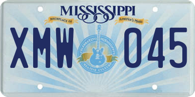 MS license plate XMW045