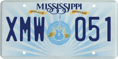 MS license plate XMW051