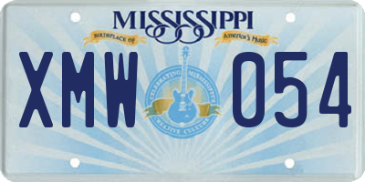 MS license plate XMW054