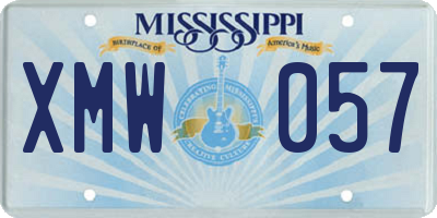 MS license plate XMW057