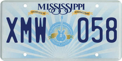 MS license plate XMW058