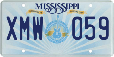 MS license plate XMW059