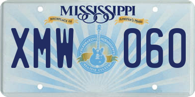 MS license plate XMW060