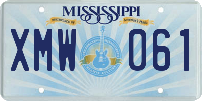 MS license plate XMW061