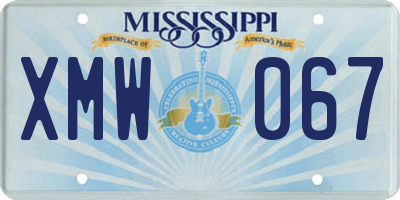 MS license plate XMW067