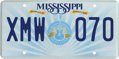 MS license plate XMW070