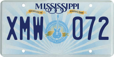 MS license plate XMW072