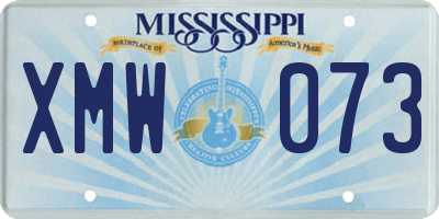 MS license plate XMW073