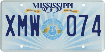 MS license plate XMW074