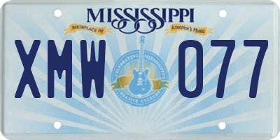 MS license plate XMW077