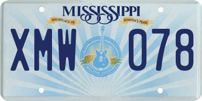 MS license plate XMW078