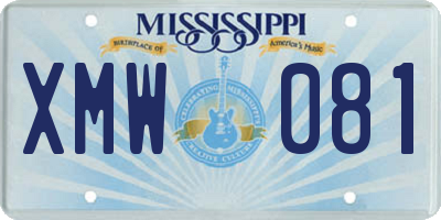 MS license plate XMW081