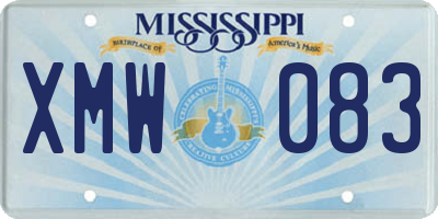 MS license plate XMW083