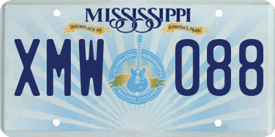 MS license plate XMW088