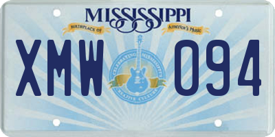 MS license plate XMW094